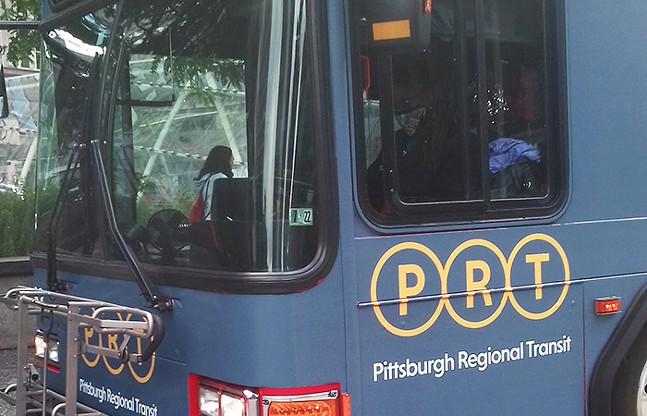 A redesigned Pittsburgh Regional Transit bus on display at a press conference announcing the company’s rebranding efforts on June 9, 2022 - CP PHOTO: JAMIE WIGGAN