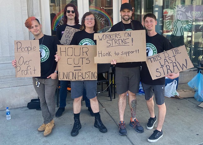 Union protests corporate obstructions at Bloomfield Starbucks