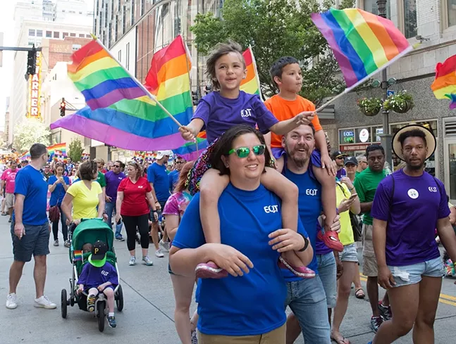 Marchers in EQT shirts at last year's Pride Parade - CP PHOTO BY JOHN COLOMBO