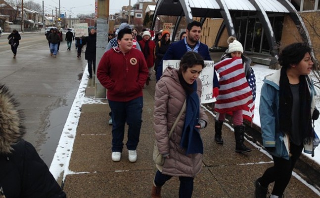 Young Pittsburgh immigrants and Dreamers march in a protest in February - CP PHOTO BY RYAN DETO