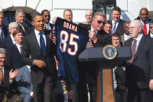 Former Chicago Bears coach and Pitt tight end Mike Ditka visits the White House in 2011. - OFFICIAL WHITE HOUSE PHOTO