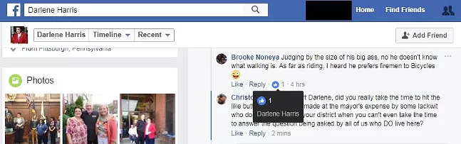 Pittsburgh City Councilor Darlene Harris caught driving car on pedestrian path in park, upsetting constituents