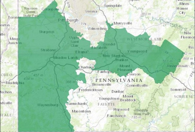A map of Pennsylvania's 18th Congressional District - IMAGE COURTESDY WIKIPEDIA