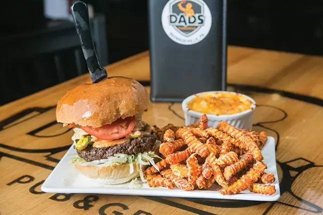 The 10 oz. Big “E” burger with Cajun seasoning, peppers and hot pepper cheese, with a side of mac-and-cheese - CP PHOTO BY JOHN COLOMBO