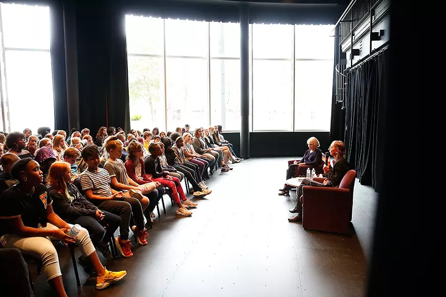 Joyce Carol Oates speaks to students at CAPA on Mon., Sept. 24 - CP PHOTO: JARED WICKERHAM