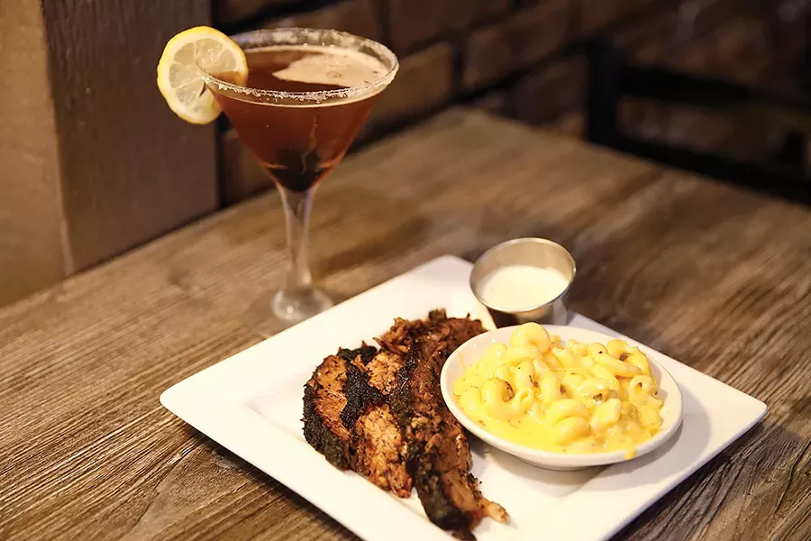 19-hour smoked brisket, macaroni and cheese, and raspberry martini at Bloomfield’s Sugar and Smoke - CP PHOTO: JARED WICKERHAM