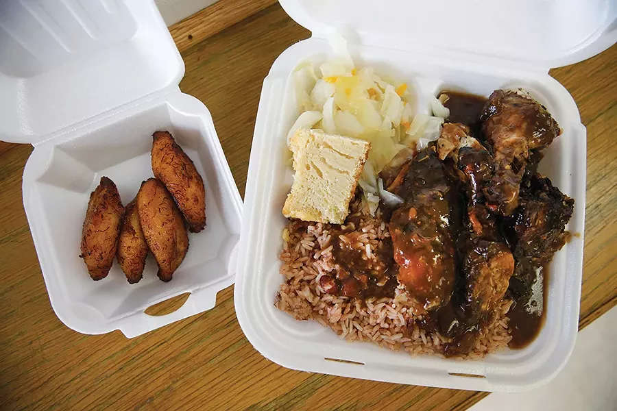 Jerk chicken and plantains - CP PHOTO: JARED WICKERHAM