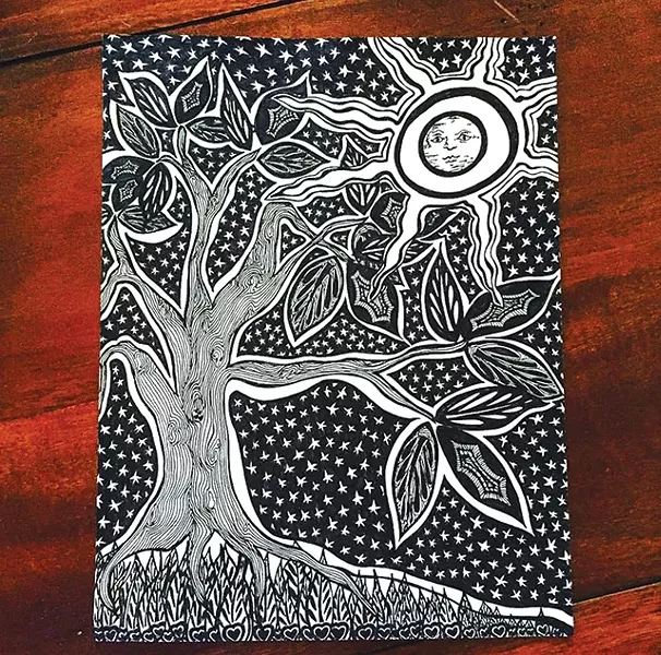 A meditative drawing by Art Therapist Ann Hines from Heal With Creativity