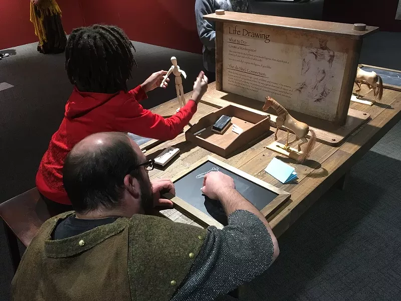Life drawing station at Da Vinci The Exhibition - CP PHOTO: AMANDA WALTZ
