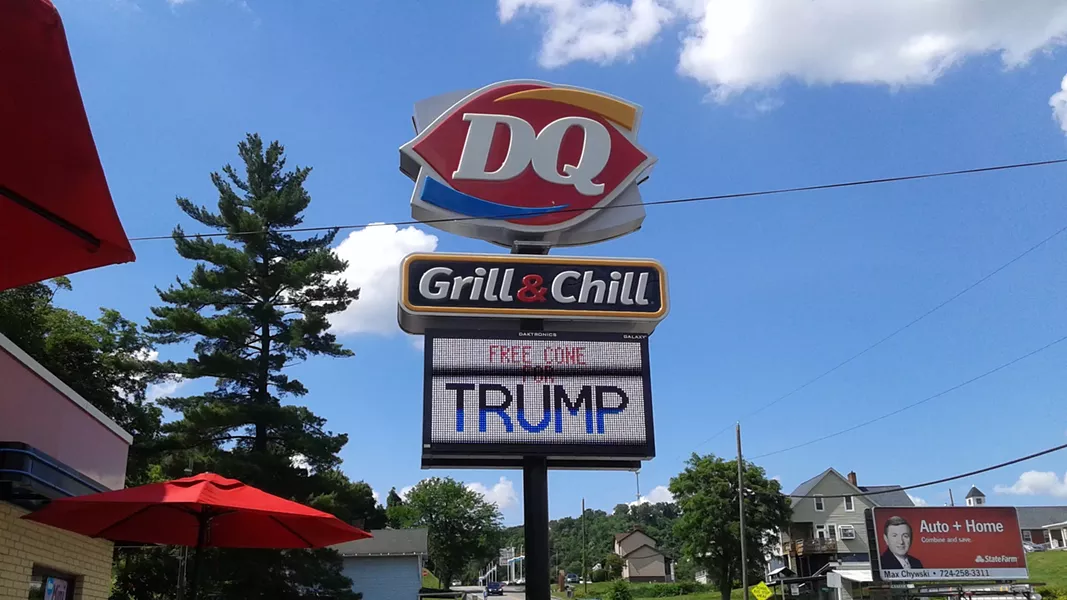 The Dairy Queen in Charlerio, Pa., tried to attract Trump during his visit to nearby Monessen. - PHOTO BY ASHLEY MURRAY