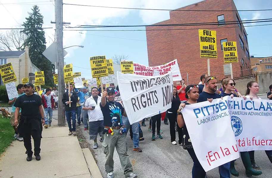 Martín Esquivel-Hernandez at a May 1 march for immigrants' rights in Beechview - CP PHOTO BY RYAN DETO