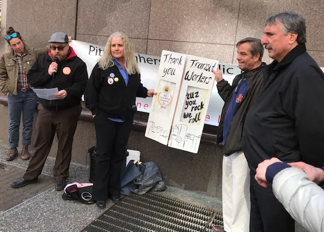 Advocates rallying for Transit Worker Appreciation Day in Downtown - CP PHOTO: RYAN DETO