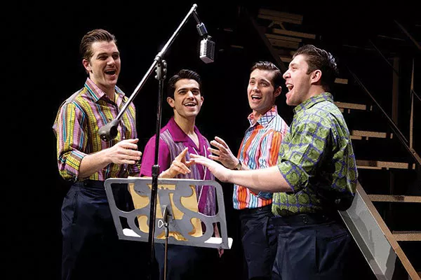From left: Keith Hines, Hayden Milanes, Drew Seeley and Matthew Dailey in Jersey Boys - PHOTO COURTESY OF JEREMY DANIEL