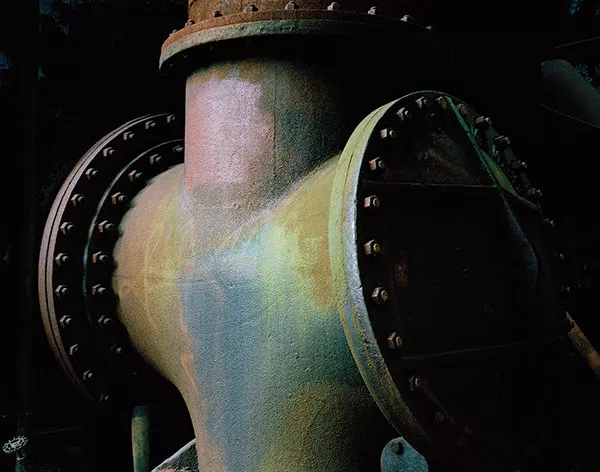 “Cold Blast Main, Carrie Furnace, Pittsburgh, 14/10/2015 (skin; yours and mine),” a photograph by Fiona Amundsen