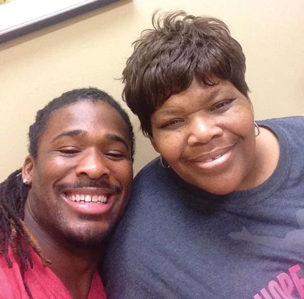 A photo of DeAngelo Williams and his mother, Sandra Hill, from his Facebook page