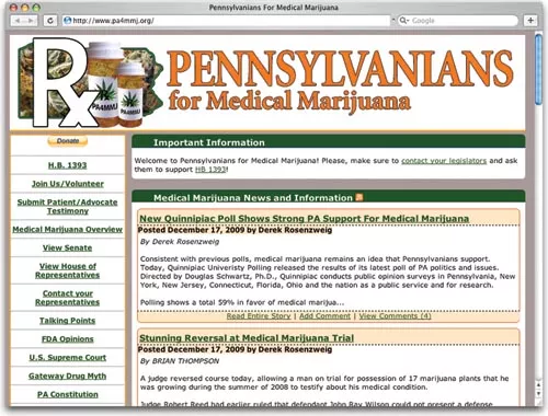 Web sites like Pennsylvanians for Medical Marijuana have cropped up to keep the public informed on the bill's plight.