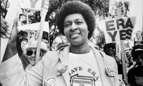 Women's movement: Brenda Frazier marches for the Equal Rights Amendment. - FROM THE COLLECTION OF BRENDA FRAZIER.