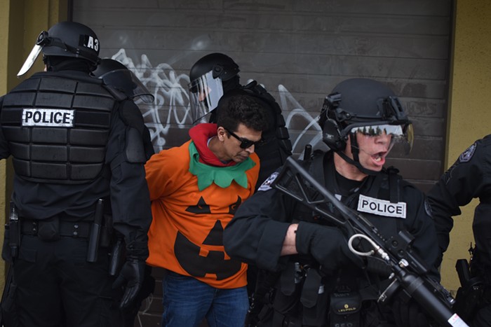 A protester, arrested.