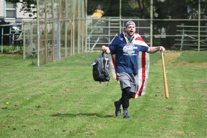 Jeremy Christian arriving at Montavilla Park on April 29