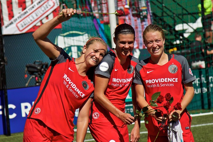 Horan, Sinclair and Sonnett – relishing in their accomplishments. Horan, Sinclair and Sonnett – relishing in their accomplishments.