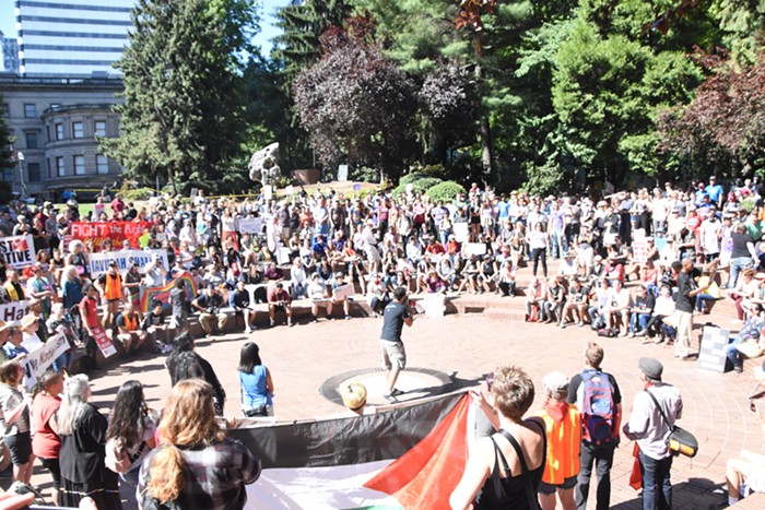 Left-wing speeches at Terry Schrunk Plaza