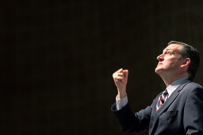 Its pretty easy to find photos of Ted Cruz with a suggestively clenched fist. This one spoke the most to me.