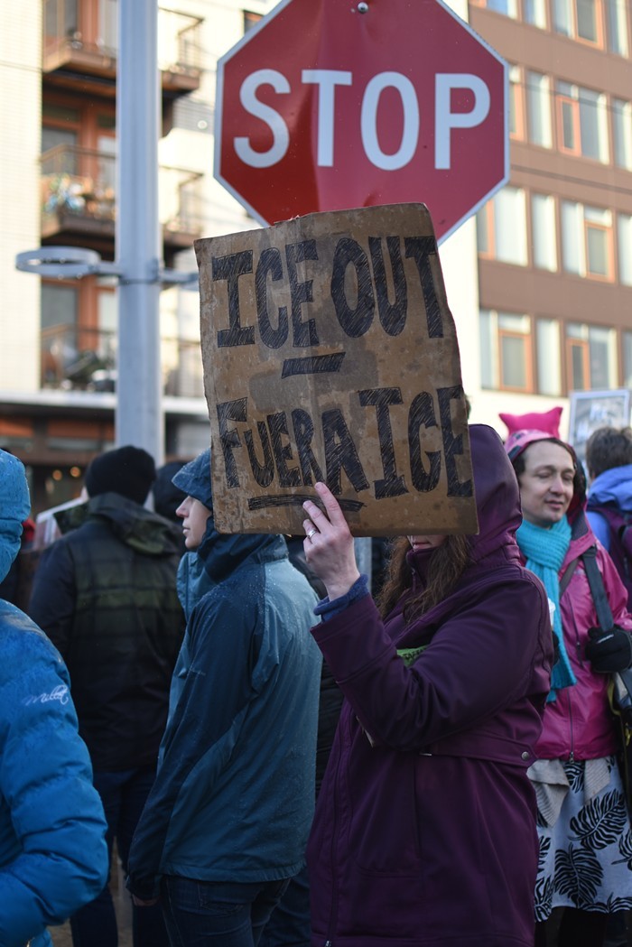 Protesters outside of Portlands ICE building in March
