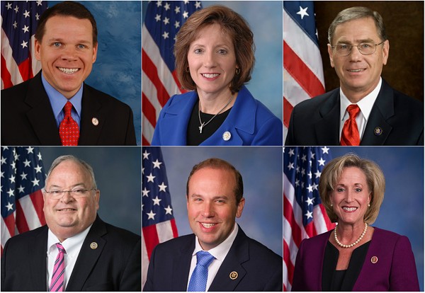 Today is a great day if you're one of these people. (L to R: Sam Graves , Vicky Hartzler, Blaine Luetkemeyer, Billy Long, Jason Smith, Ann Wagner.) - VIA U.S. HOUSE
