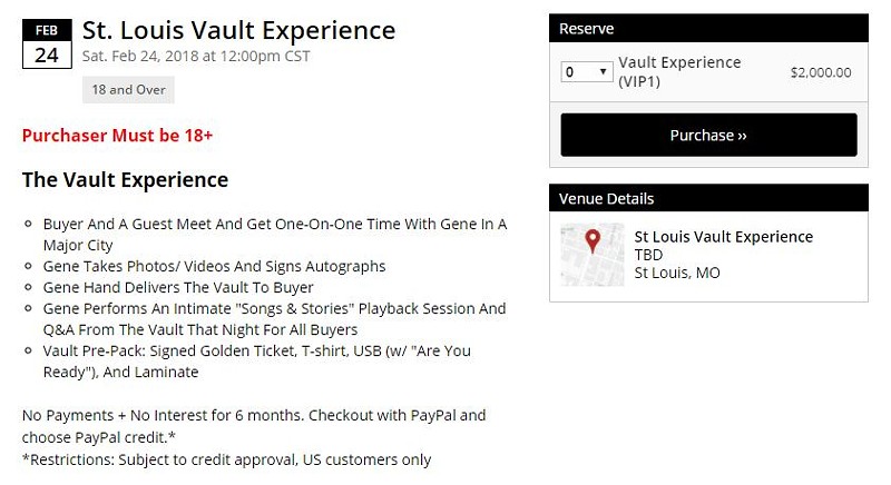 Details for the Vault Experience