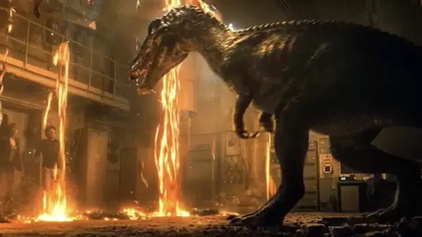 This is why you shouldn't let your dinosaur play with matches. - (C) UNIVERSAL PICTURES 2018