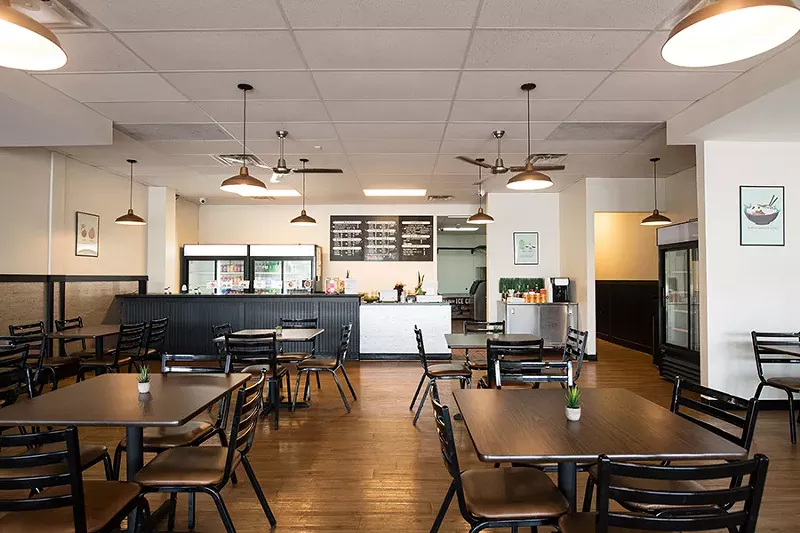 The dining room is spare, but tasteful. - MABEL SUEN