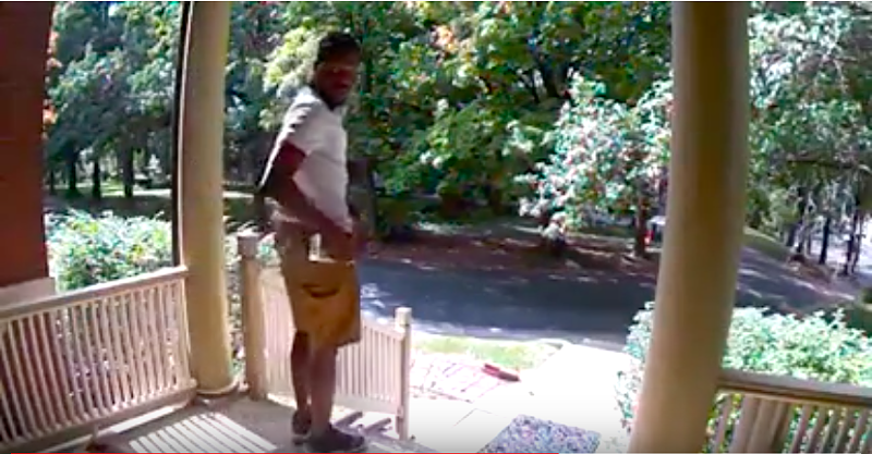 Security cameras showed the man lingering on the couple's porch for more than 40 seconds.
