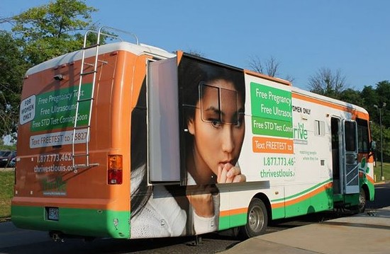 Thrive's mobile clinic, commonly seen outside Planned Parenthood's St. Louis clinic. - VIA