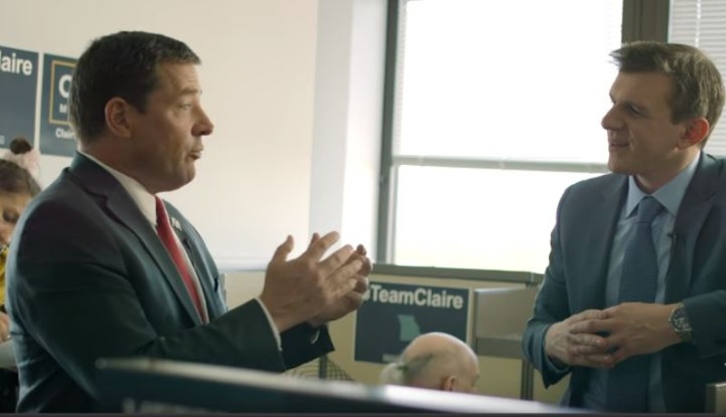 James O'Keefe (right) a fake journalist, talks to Ed Martin, a fired pundit, inside a fake campaign office. - SCREENSHOT VIA YOUTUBE