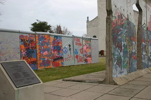 westminster college students recreate then tear down the berlin colleges side by side