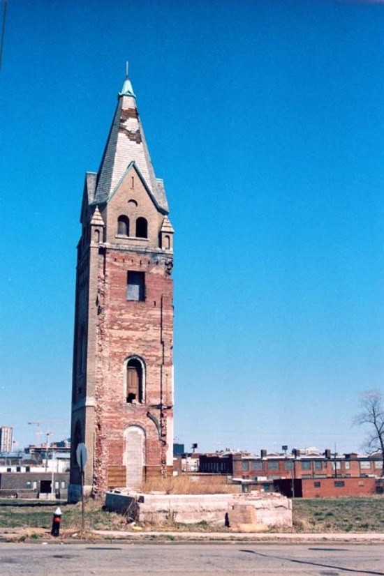 The remaining tower of St. Henry's Church. - COURTESY OF ROB POWERS