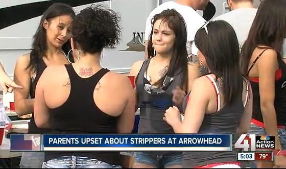 Chrome KC's strippers as seen on Arrowhead Stadium's parking lot. - KSHB-TV