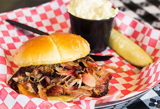 The smoked brisket sandwich at Sharpshooter Pit and Grill. | Photos by Mabel Suen