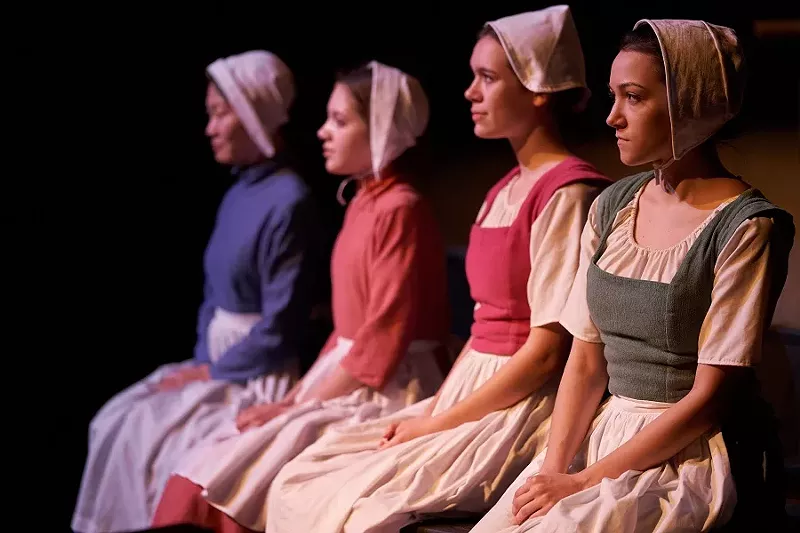 The confessed witches (left to right, Zoe Liu, Avery Smith, Sienna DeSuza, and Alison Linderer) are the new power in Salem. - DAN DONOVAN