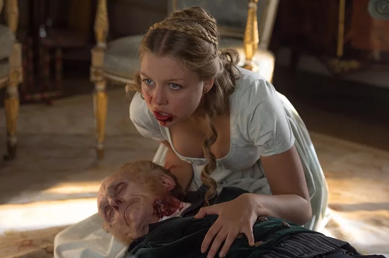 (Annabelle (Jess Radomska) has grandfather for tea. - (C) 2015 CTMG, INC.