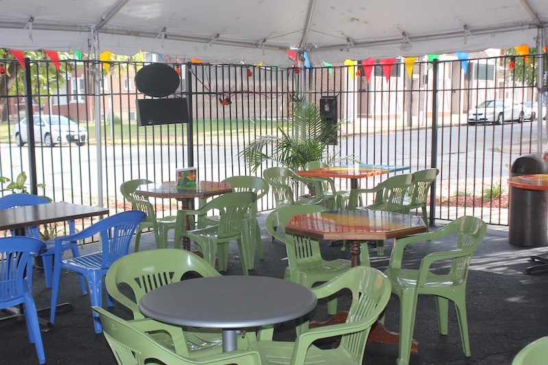 The patio is large and covered for shade. - PHOTO BY SARAH FENSKE