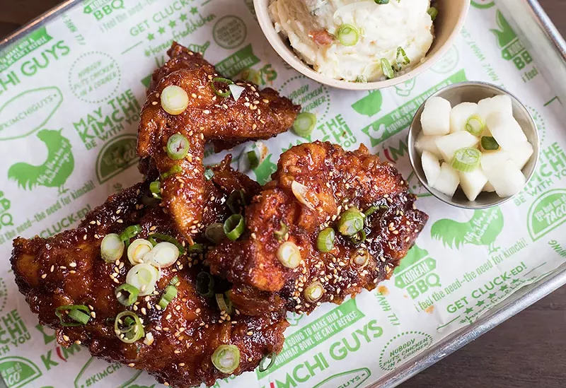 You can get the chicken in a three-piece combo with sides like potato salad and radish kimchi. - MABEL SUEN