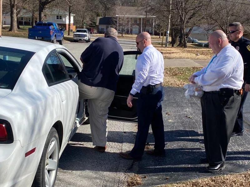 Retired priest Frederick Lutz is taken into custody on Wednesday, February 19. - MISSOURI ATTORNEY GENERAL'S OFFICE
