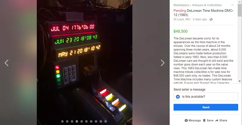 SCREENGRAB FROM THE FACEBOOK MARKETPLACE LISTING