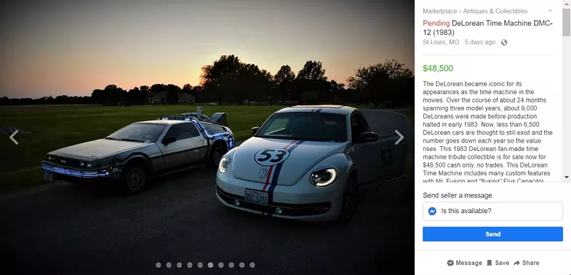 SCREENGRAB FROM THE FACEBOOK MARKETPLACE LISTING
