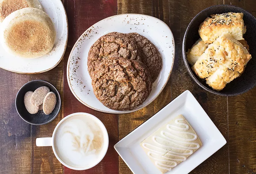 Baked goods include (clockwise from top left): English muffins, triple-ginger cookies, seeded biscuits, pop tart and biscochitos. - MABEL SUEN