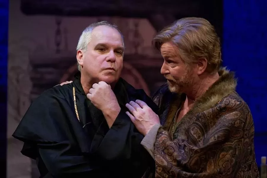 Martin Luther (Alan Knoll) complains to his frenemy Faustus (Steve Isom) about those damned indulgences. - PROPHOTOSTL.COM