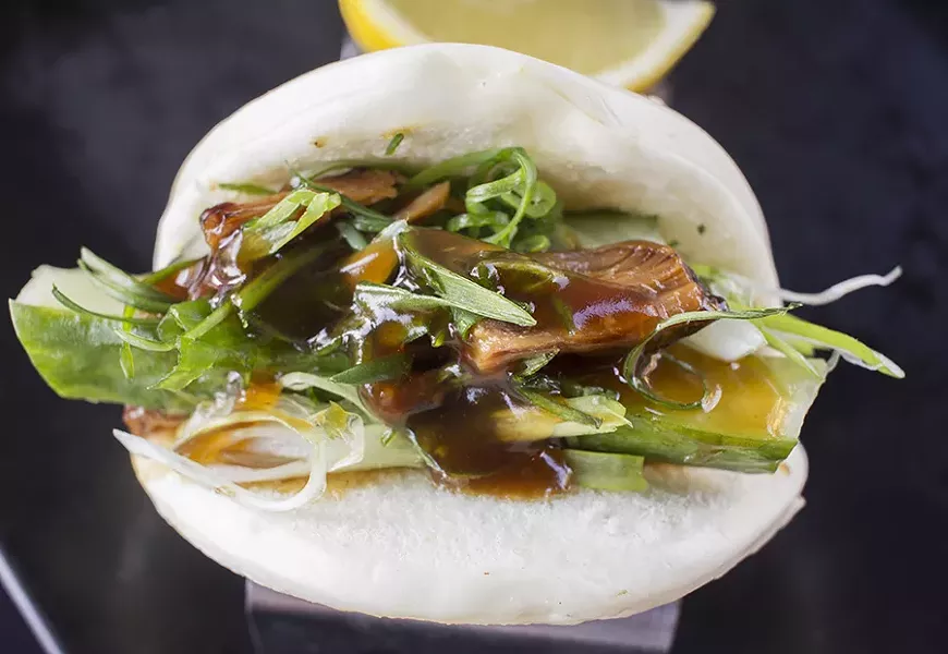 The braised pork belly bao. - PHOTO BY MABEL SUEN