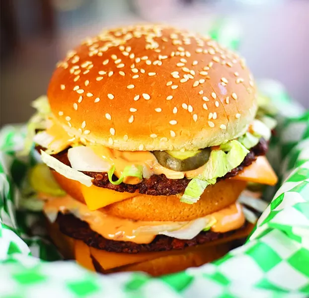 Utah Station’s vegan Big Mak gets the flavors right, but the texture leaves much to be desired. - MABEL SUEN