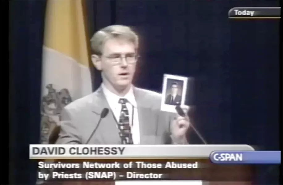 At a 2002 conference, Clohessy asked U.S. Catholic bishops to resist the temptation to "turn away from the horror" of the abuse in their midst. - SCREENSHOT VIA C-SPAN